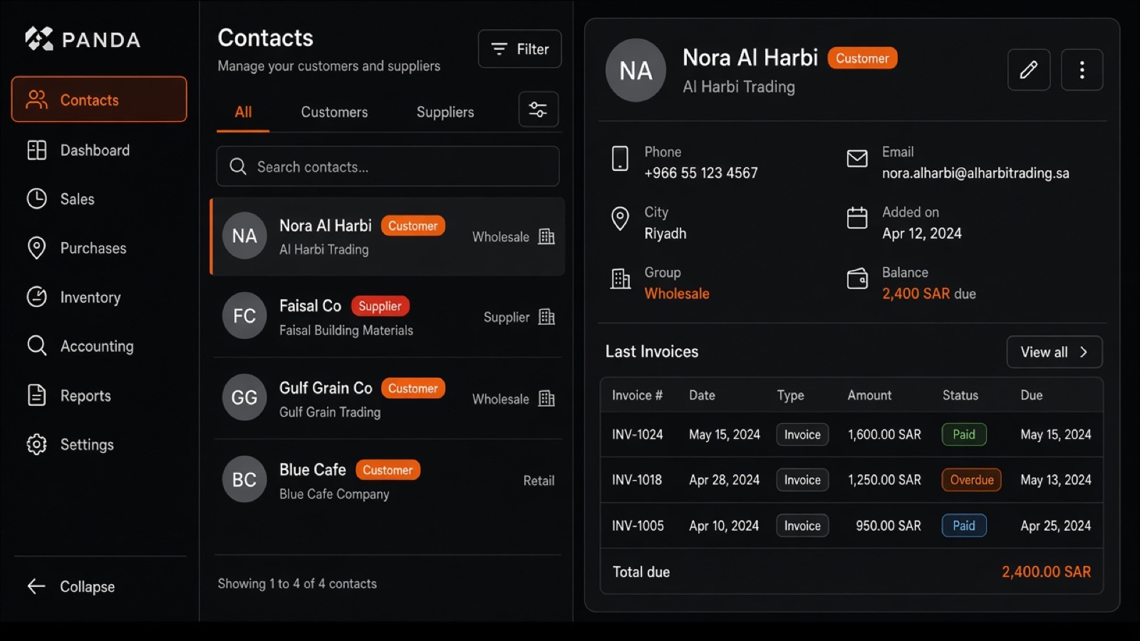 قائمة العملاء والليدز في Panda CRM